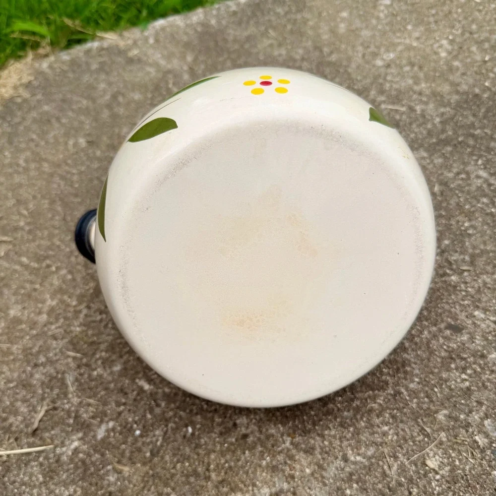 Temp-tations by Tara Old World Floral Enamel‎ Whistling Tea Kettle Cream 2qt